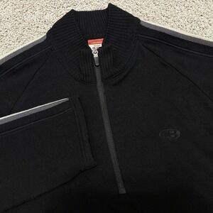 ICEBREAKER Sport 320 100% Merino Wool Zip Pullover Sweatshirt Black Mens Large